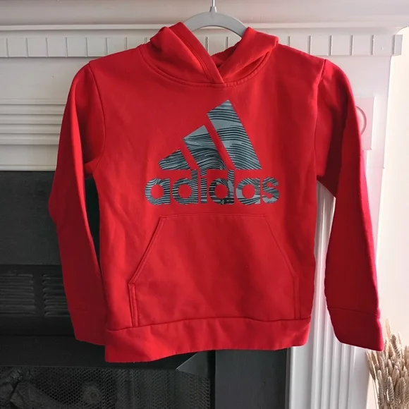 Adidas S/8 Red & Gray Logo Hoodie - Picture 1 of 7